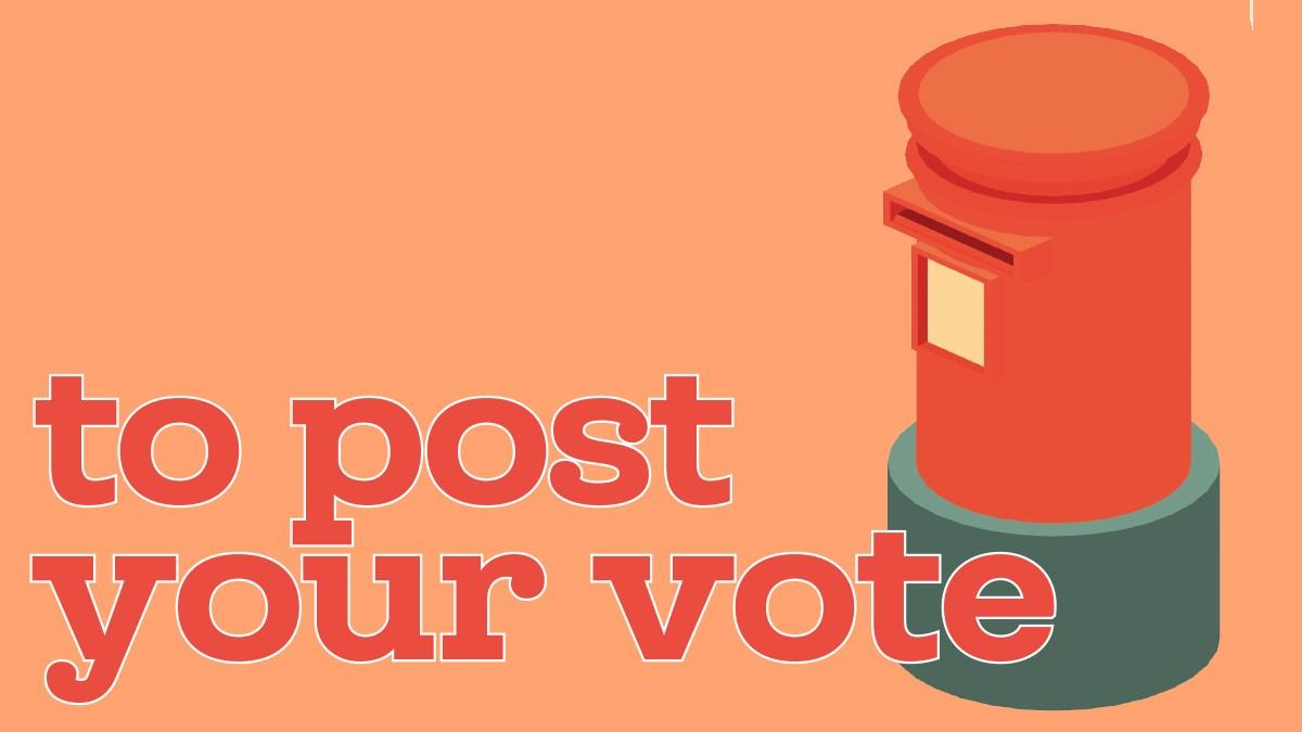 Image of a red post box with the words to post your vote